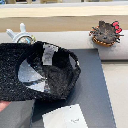 BASEBALL CAP MODEL 650508 IN BLACK TEXTURED SPARKLE FABRIC