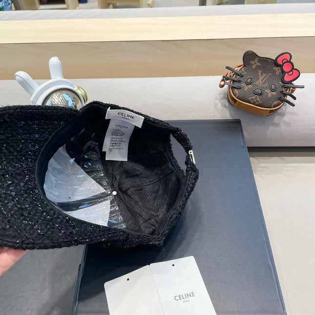 BASEBALL CAP MODEL 650508 IN BLACK TEXTURED SPARKLE FABRIC