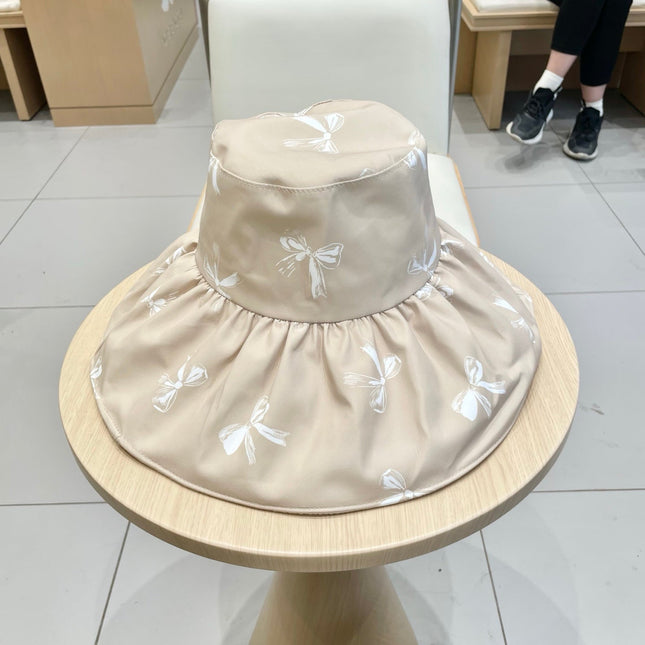 CELINE 25S BUCKET BOW HAT 733403 IN BEIGE