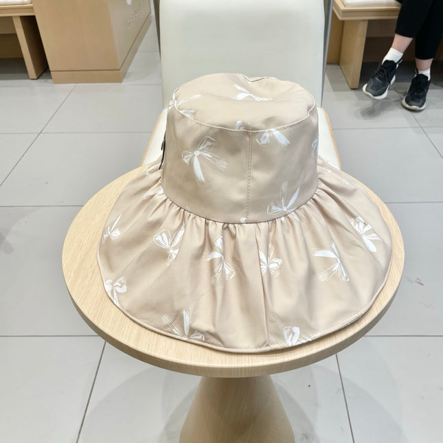 CELINE 25S BUCKET BOW HAT 733403 IN BEIGE