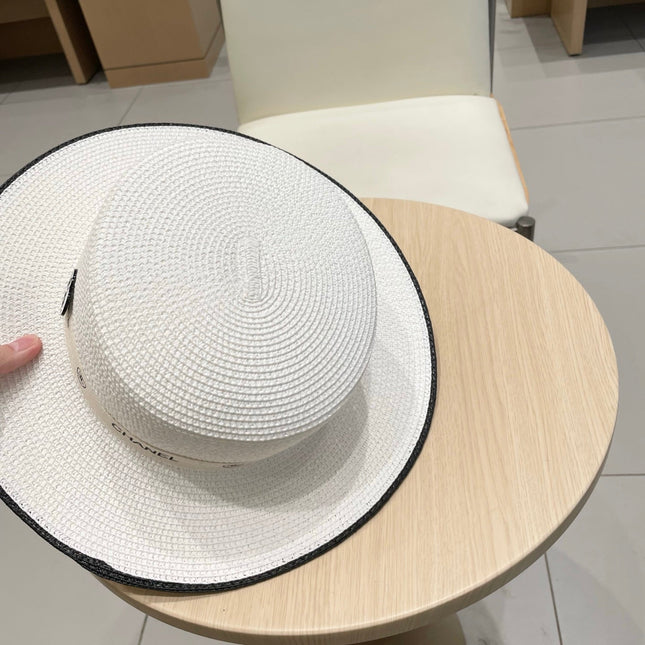 FLAT STRAW HAT WHITE 672721