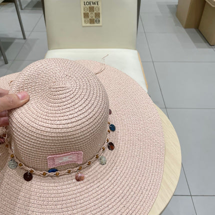 WIDE BRIM HAT MODEL 652184 IN LIGHT PINK WOVEN STRAW