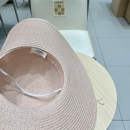 WIDE BRIM HAT MODEL 652184 IN LIGHT PINK WOVEN STRAW
