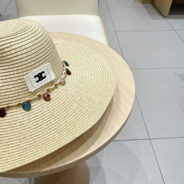 WIDE BRIM HAT MODEL 652185 IN BEIGE WOVEN STRAW
