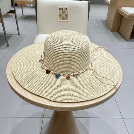 WIDE BRIM HAT MODEL 652185 IN BEIGE WOVEN STRAW