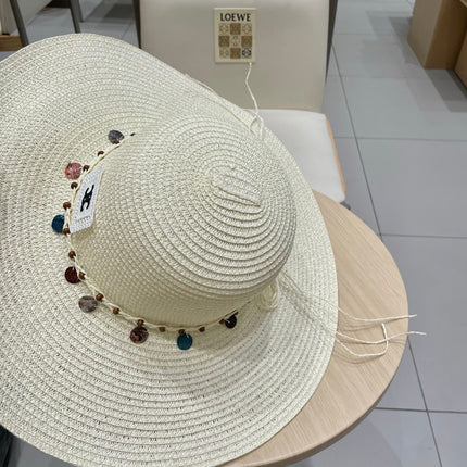 WIDE BRIM HAT MODEL 652186 IN WHITE WOVEN STRAW