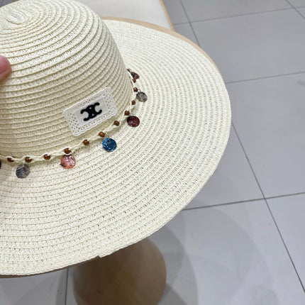 WIDE BRIM HAT MODEL 652186 IN WHITE WOVEN STRAW