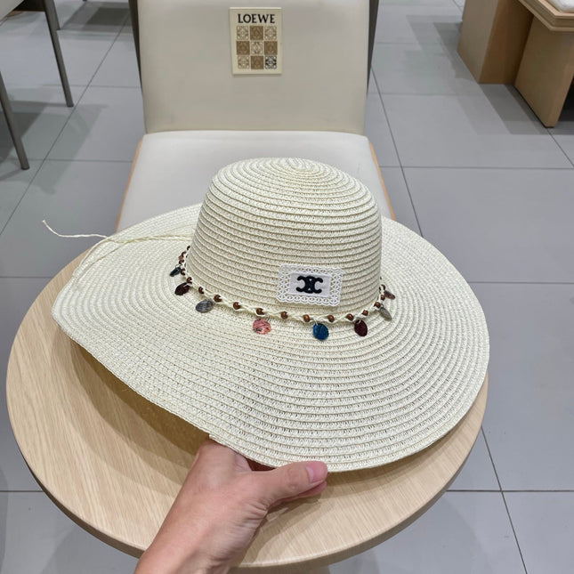 WIDE BRIM HAT MODEL 652186 IN WHITE WOVEN STRAW