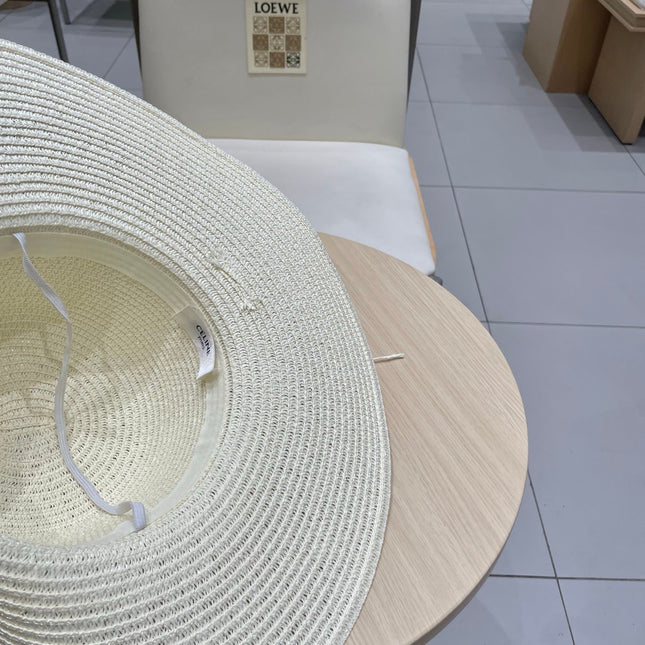 WIDE BRIM HAT MODEL 652186 IN WHITE WOVEN STRAW