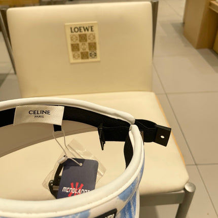 VISOR HAT MODEL 652201 IN BLUE AND WHITE FABRIC