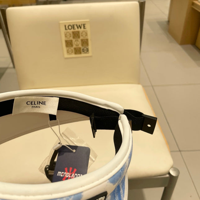 VISOR HAT MODEL 652201 IN BLUE AND WHITE FABRIC