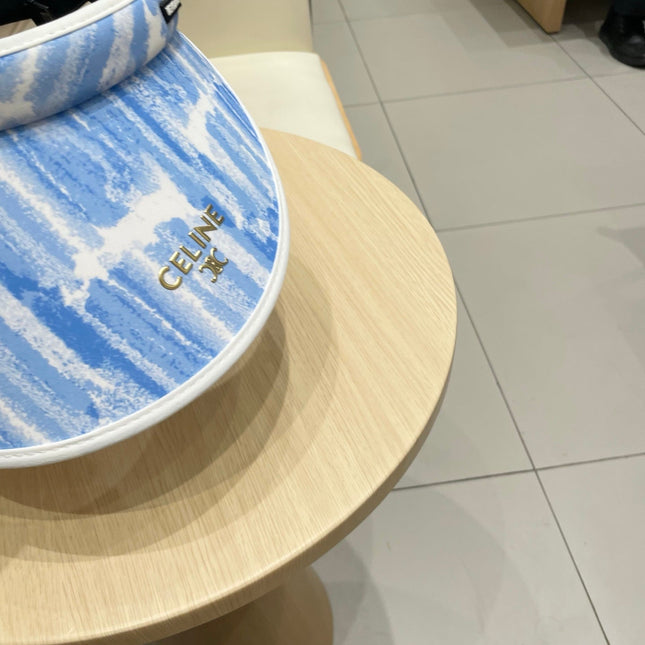 VISOR HAT MODEL 652201 IN BLUE AND WHITE FABRIC