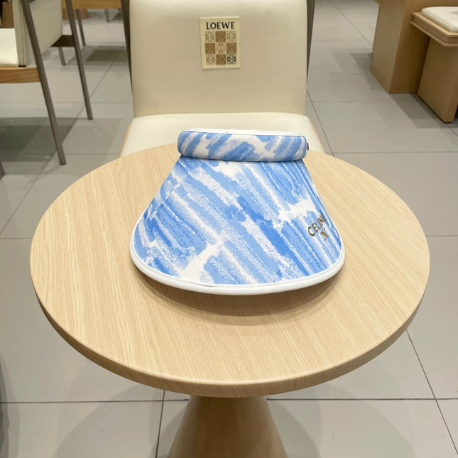 VISOR HAT MODEL 652201 IN BLUE AND WHITE FABRIC