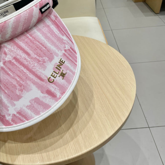 VISOR HAT MODEL 652203 IN PINK AND WHITE FABRIC