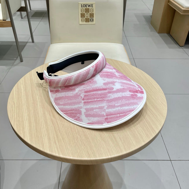 VISOR HAT MODEL 652203 IN PINK AND WHITE FABRIC