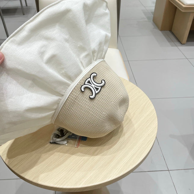 WIDE BRIM HALF HEAD HAT MODEL 650677 IN BEIGE MESH FABRIC