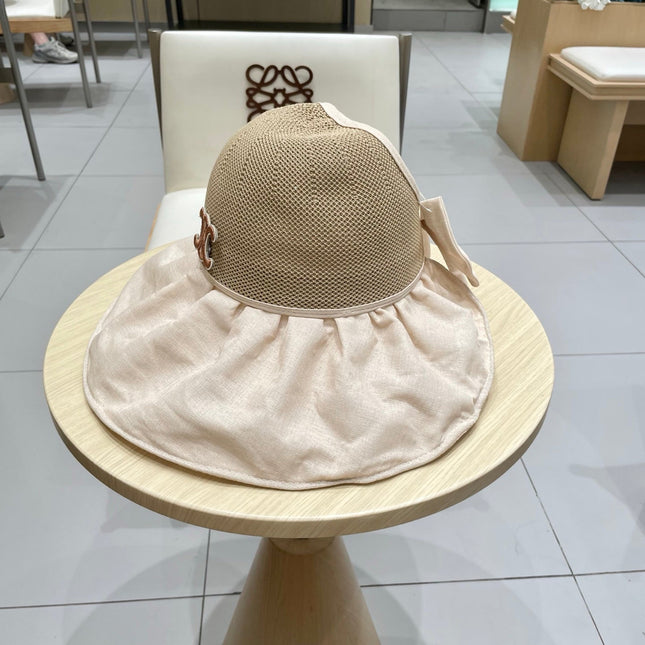 WIDE BRIM HALF HEAD HAT MODEL 650678 IN DARK BEIGE MESH FABRIC