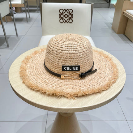 WIDE BRIM HAT MODEL 650422 IN NATURAL WITH BLACK LEATHER STRAP RAFFIA STRAW