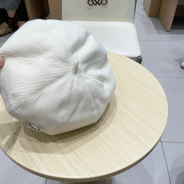BERET HAT IVORY WITH LOGO 672660