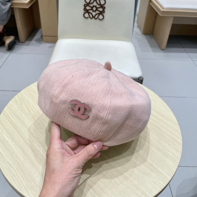 BERET HAT PINK WITH LOGO 672661