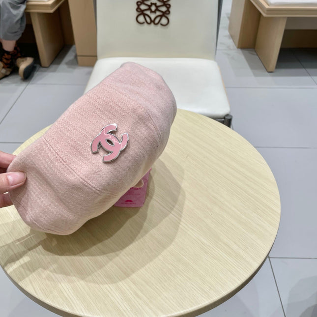 BERET HAT PINK WITH LOGO 672661