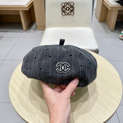 BERET HAT POLKA DOT DARK GRAY 672672