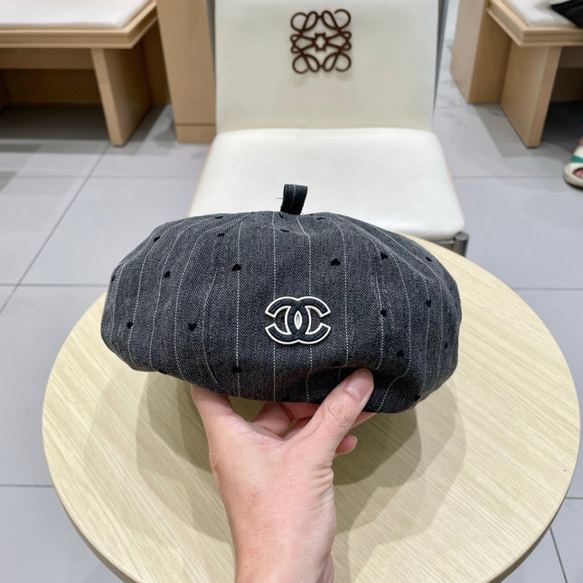 BERET HAT POLKA DOT DARK GRAY 672672