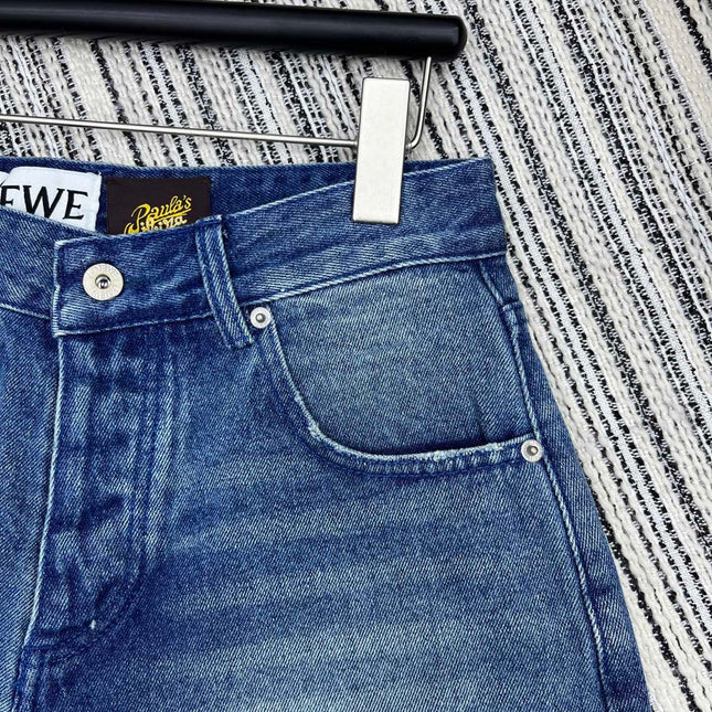 LOEWE FRAYED HEM DENIM SHORTS