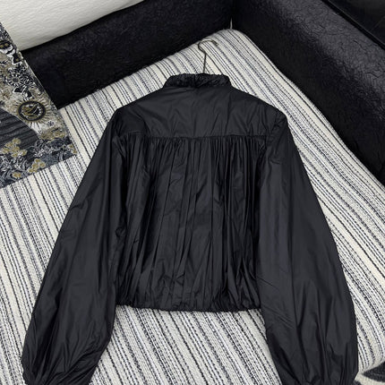 MONCLER ZIP-UP JACKET WITH STAND COLLAR IN BLACK 267979