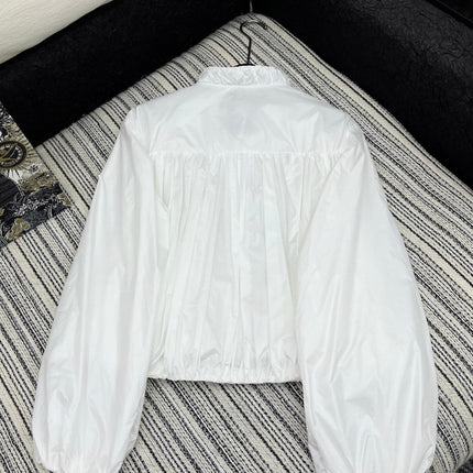 MONCLER ZIP-UP JACKET WITH STAND COLLAR IN WHITE 267977