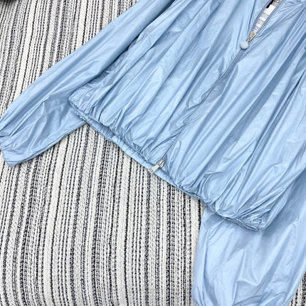 MONCLER ZIP-UP JACKET WITH STAND COLLAR IN SKY BLUE 267975