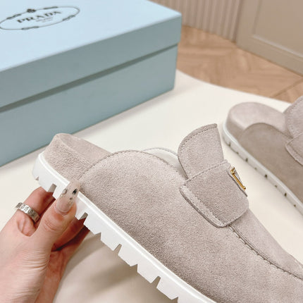 PRA SABOTS MULES LIGHT GRAY SUEDE