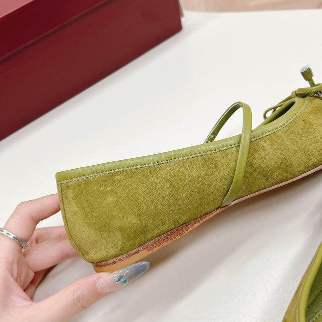 GG BALLET FLAT OLIVE GREEN SUEDE