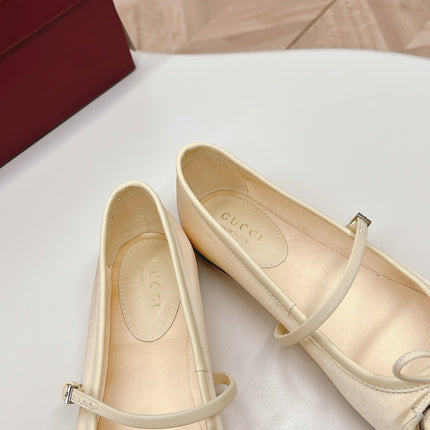 GG BALLET FLAT LIGHT CREAM SILK