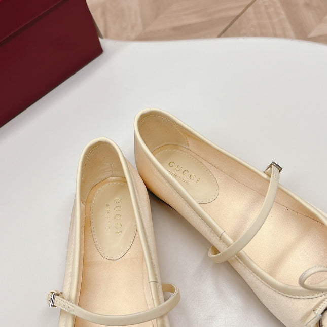 GG BALLET FLAT LIGHT CREAM SILK