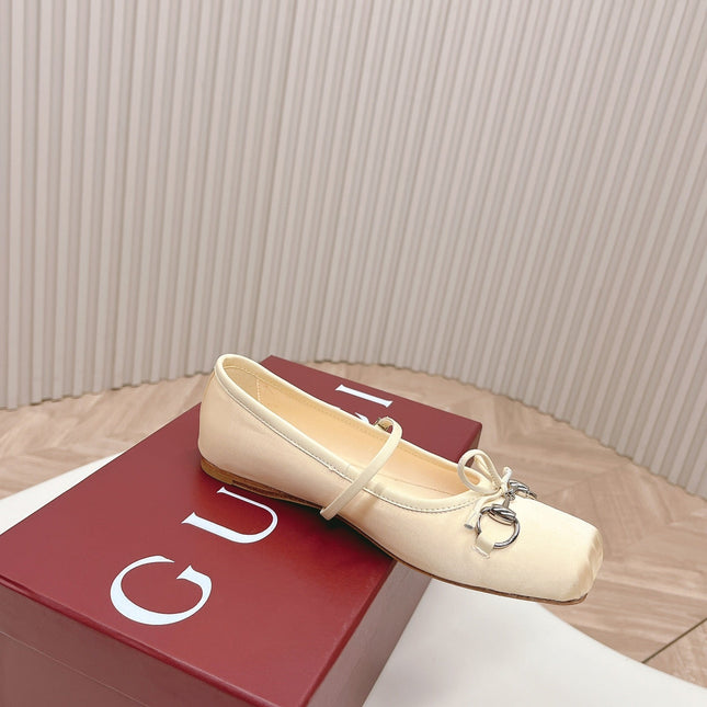 GG BALLET FLAT LIGHT CREAM SILK