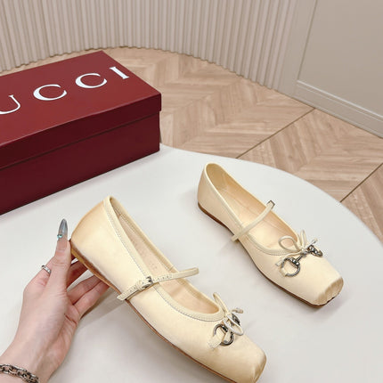 GG BALLET FLAT LIGHT CREAM SILK