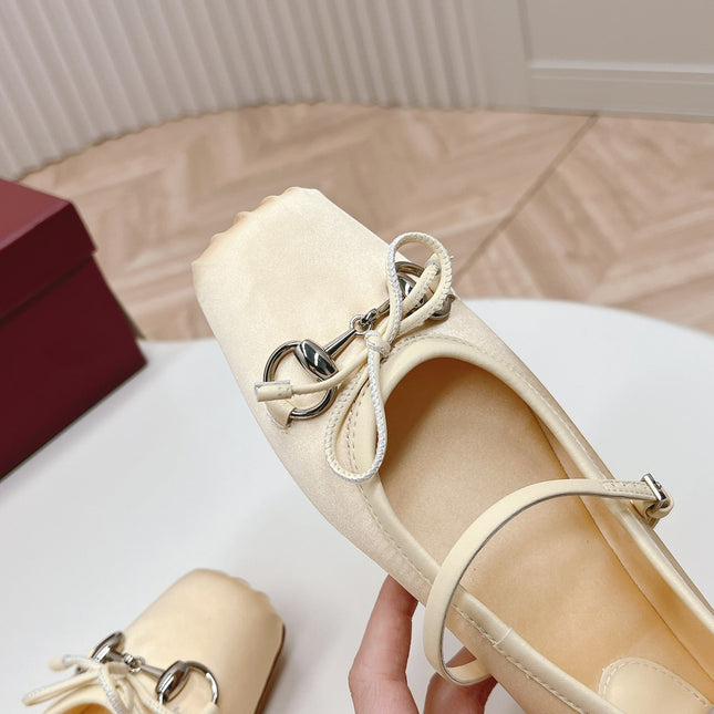 GG BALLET FLAT LIGHT CREAM SILK