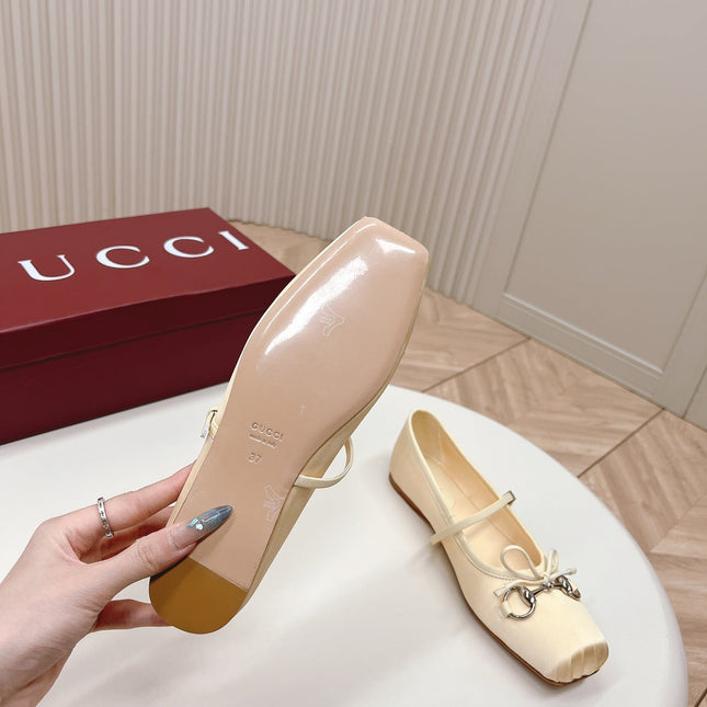 GG BALLET FLAT LIGHT CREAM SILK