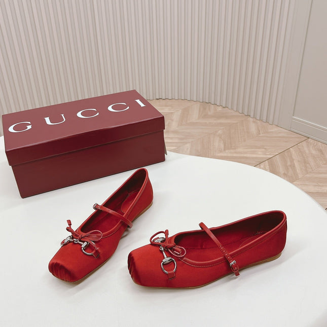 GG BALLET FLAT CRIMSON SILK