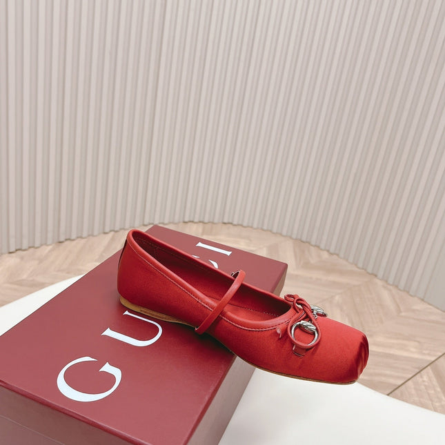 GG BALLET FLAT CRIMSON SILK
