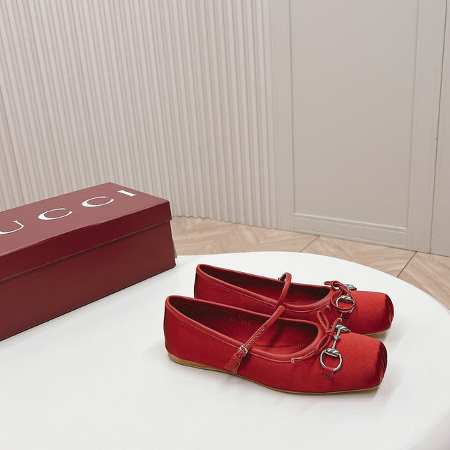 GG BALLET FLAT CRIMSON SILK