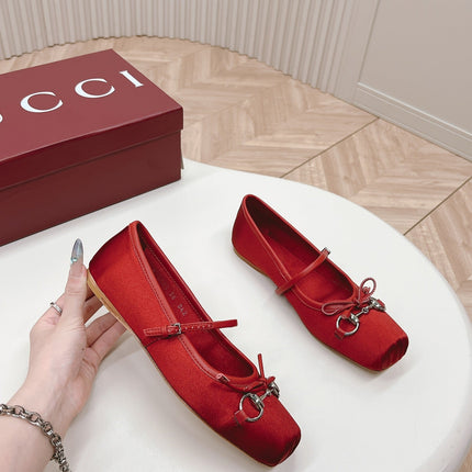 GG BALLET FLAT CRIMSON SILK