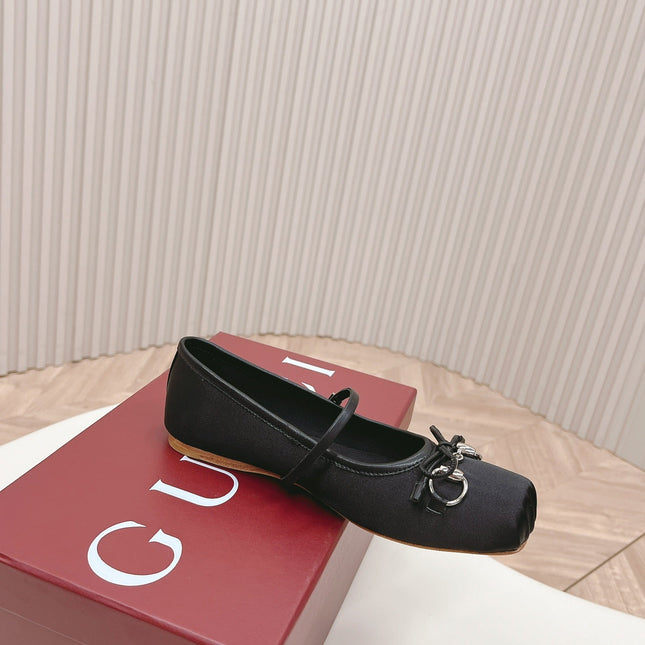 GG BALLET FLAT BLACK SILK