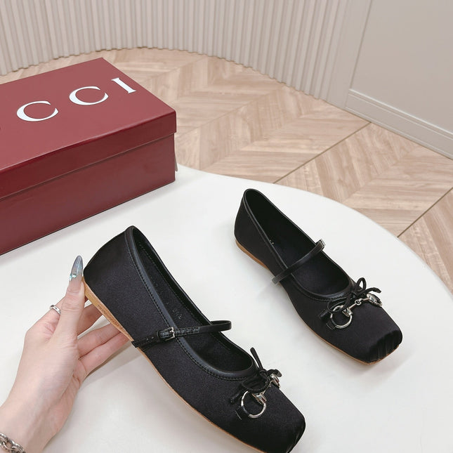 GG BALLET FLAT BLACK SILK