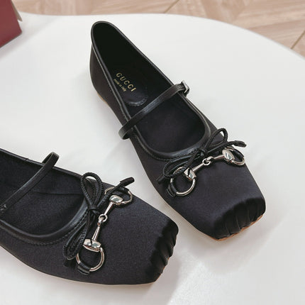 GG BALLET FLAT BLACK SILK