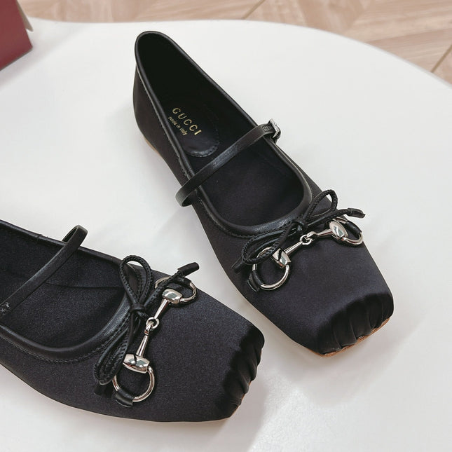 GG BALLET FLAT BLACK SILK