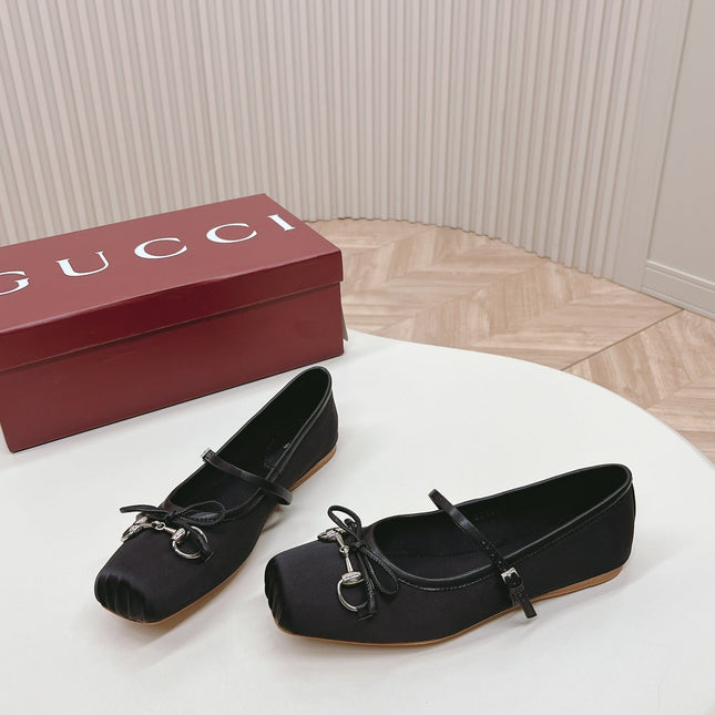 GG BALLET FLAT BLACK SILK