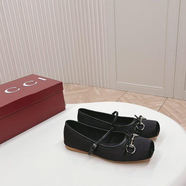 GG BALLET FLAT BLACK SILK