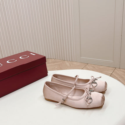 GG BALLET FLAT PASTEL PINK SILK